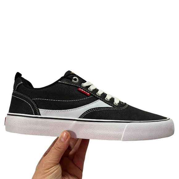 Levis Mens Fashion Sneaker Size 9.5 Black White Lace up Stylish Comfortable Shoe - Picture 2 of 13